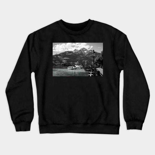 Zell am See in Black and White Crewneck Sweatshirt by Violaman